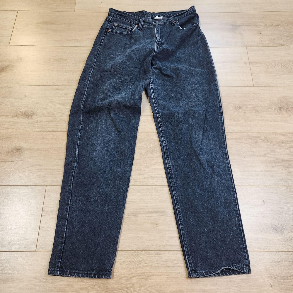 Vintage Levis Jeans Womens 11M Black High Rise Relaxed Straight Denim USA 90s